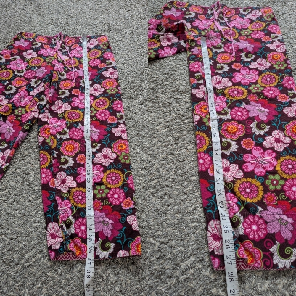 Vera Bradley Pink Purple Floral Corduroy Lounge Pajama Pant M - Picture 8 of 9